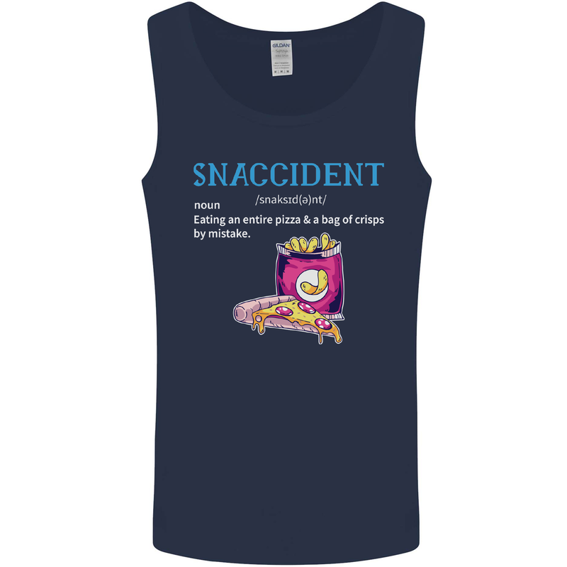 Snaccident Funny Food Pizza Diet Gym Fat Mens Vest Tank Top Navy Blue