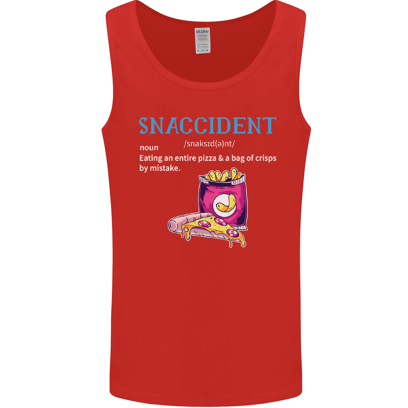 Snaccident Funny Food Pizza Diet Gym Fat Mens Vest Tank Top Red