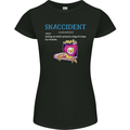 Snaccident Funny Food Pizza Diet Gym Fat Womens Petite Cut T-Shirt Black