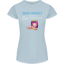 Snaccident Funny Food Pizza Diet Gym Fat Womens Petite Cut T-Shirt Light Blue