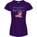 Snaccident Funny Food Pizza Diet Gym Fat Womens Petite Cut T-Shirt Purple