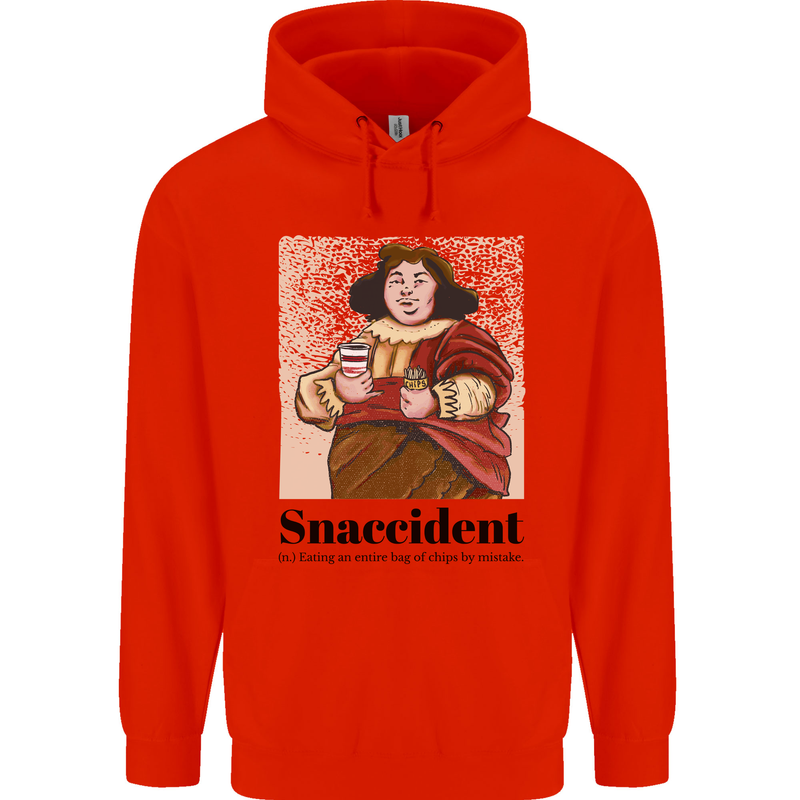 Snaccident Funny Junk Food Diet Weight Loss Childrens Kids Hoodie Bright Red