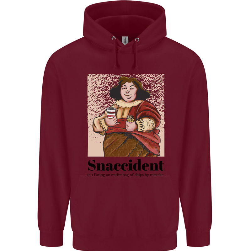 Snaccident Funny Junk Food Diet Weight Loss Childrens Kids Hoodie Maroon
