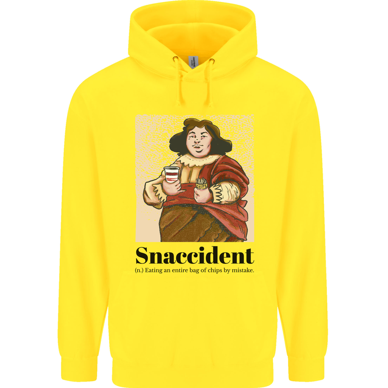 Snaccident Funny Junk Food Diet Weight Loss Childrens Kids Hoodie Yellow