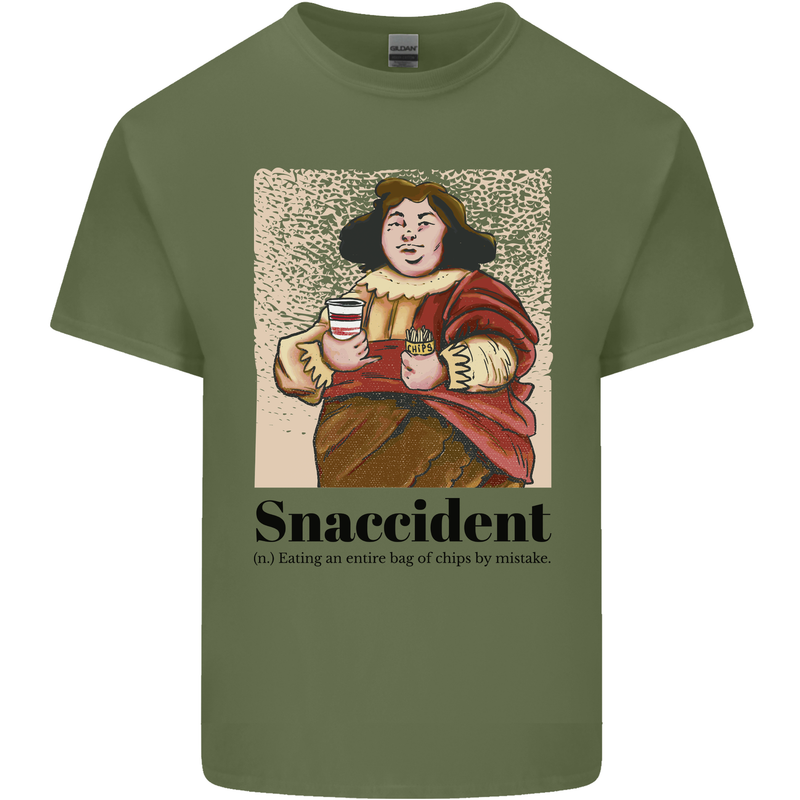 Snaccident Funny Junk Food Diet Weight Loss Mens Cotton T-Shirt Tee Top Military Green