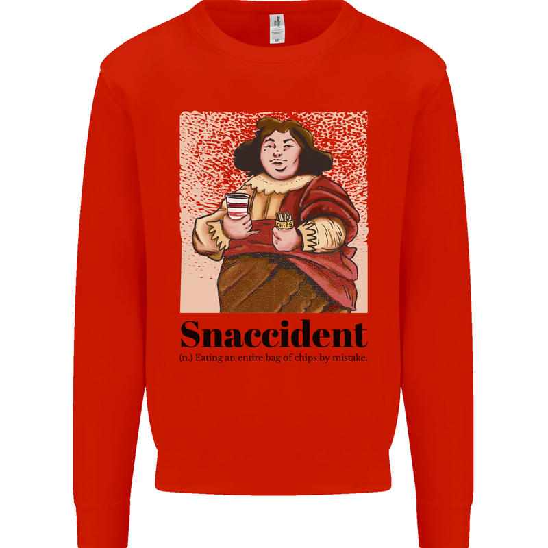 Snaccident Funny Junk Food Diet Weight Loss Mens Sweatshirt Jumper Bright Red