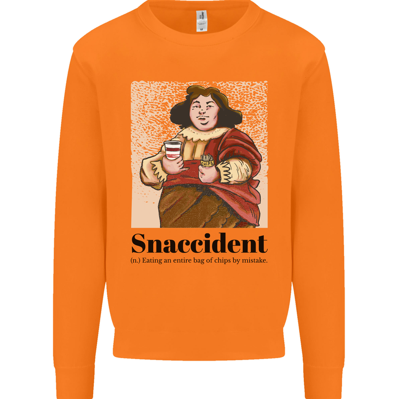 Snaccident Funny Junk Food Diet Weight Loss Mens Sweatshirt Jumper Orange