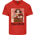 Snaccident Funny Junk Food Diet Weight Loss Mens V-Neck Cotton T-Shirt Red