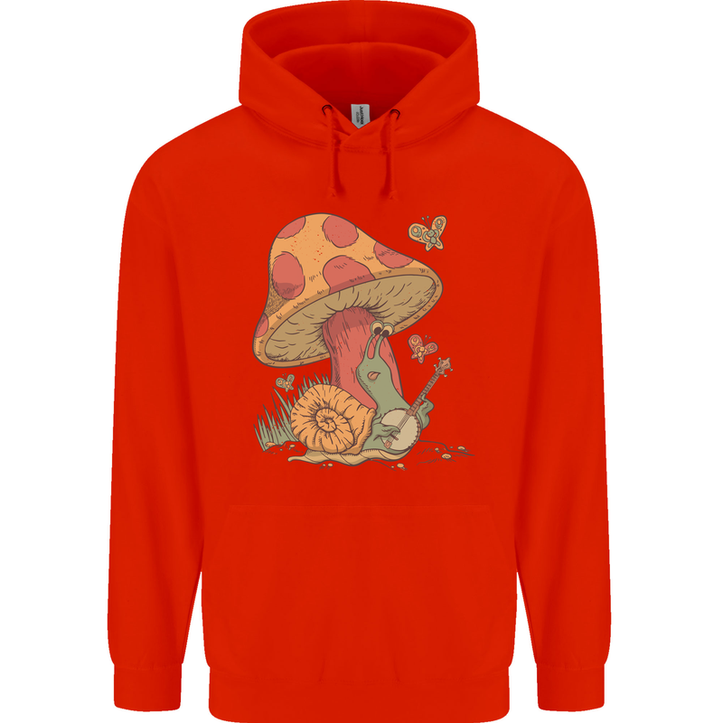 Snail Playing Guitar Rock Music Guitarist Childrens Kids Hoodie Bright Red