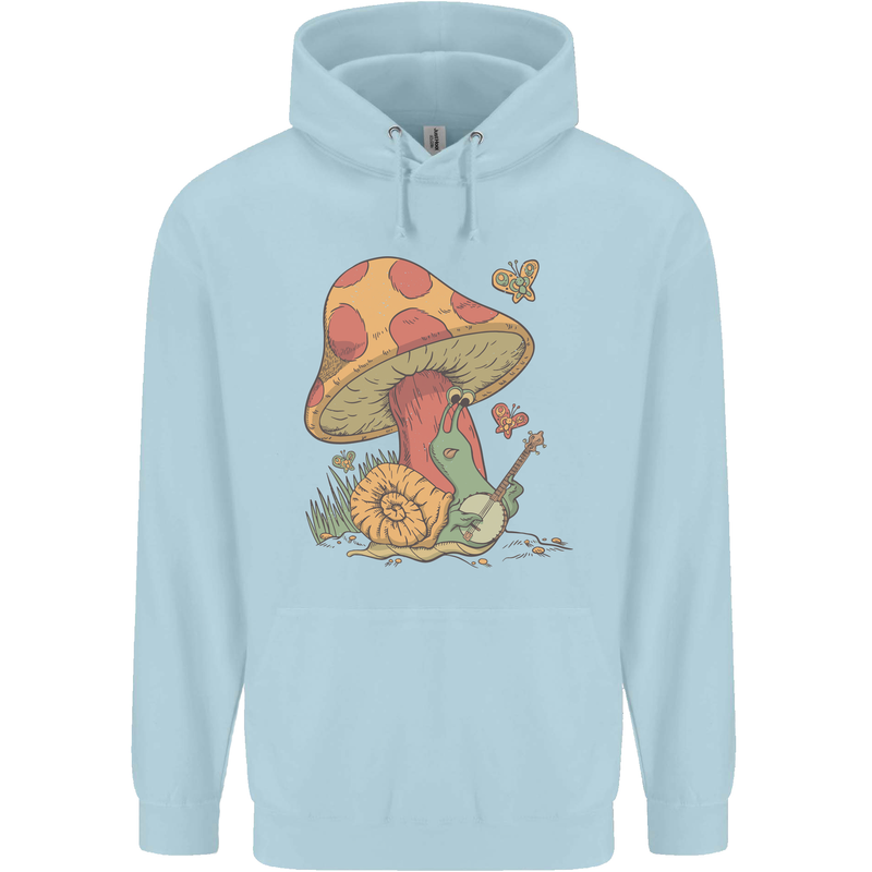 Snail Playing Guitar Rock Music Guitarist Childrens Kids Hoodie Light Blue