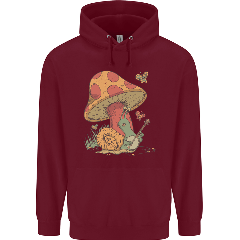 Snail Playing Guitar Rock Music Guitarist Childrens Kids Hoodie Maroon