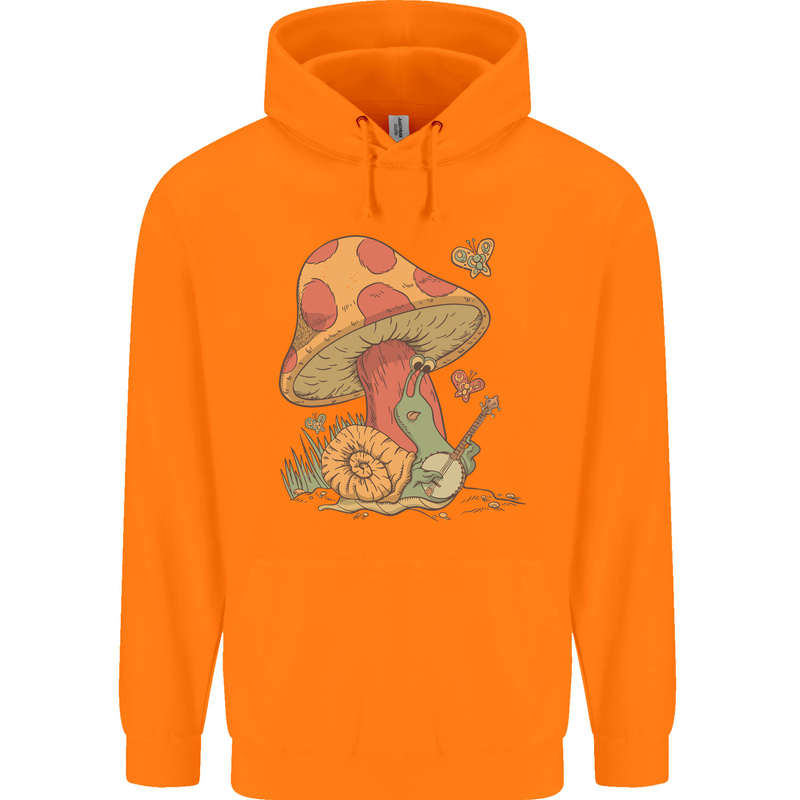 Snail Playing Guitar Rock Music Guitarist Childrens Kids Hoodie Orange