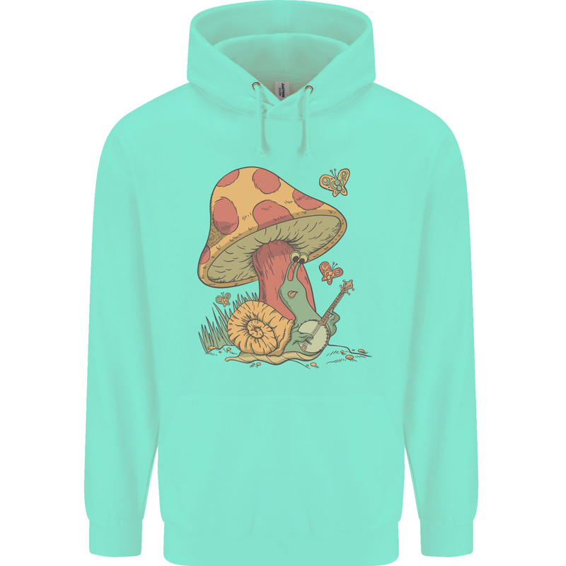 Snail Playing Guitar Rock Music Guitarist Childrens Kids Hoodie Peppermint