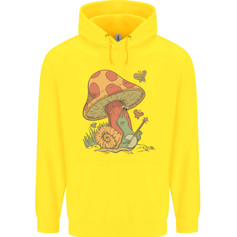 Snail Playing Guitar Rock Music Guitarist Childrens Kids Hoodie Yellow