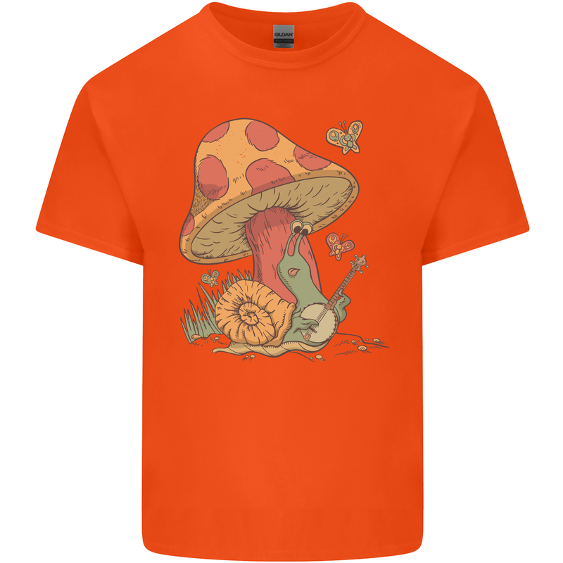 Snail Playing Guitar Rock Music Guitarist Kids T-Shirt Childrens Orange