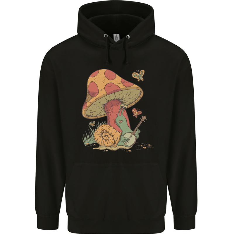 Snail Playing Guitar Rock Music Guitarist Mens 80% Cotton Hoodie Black