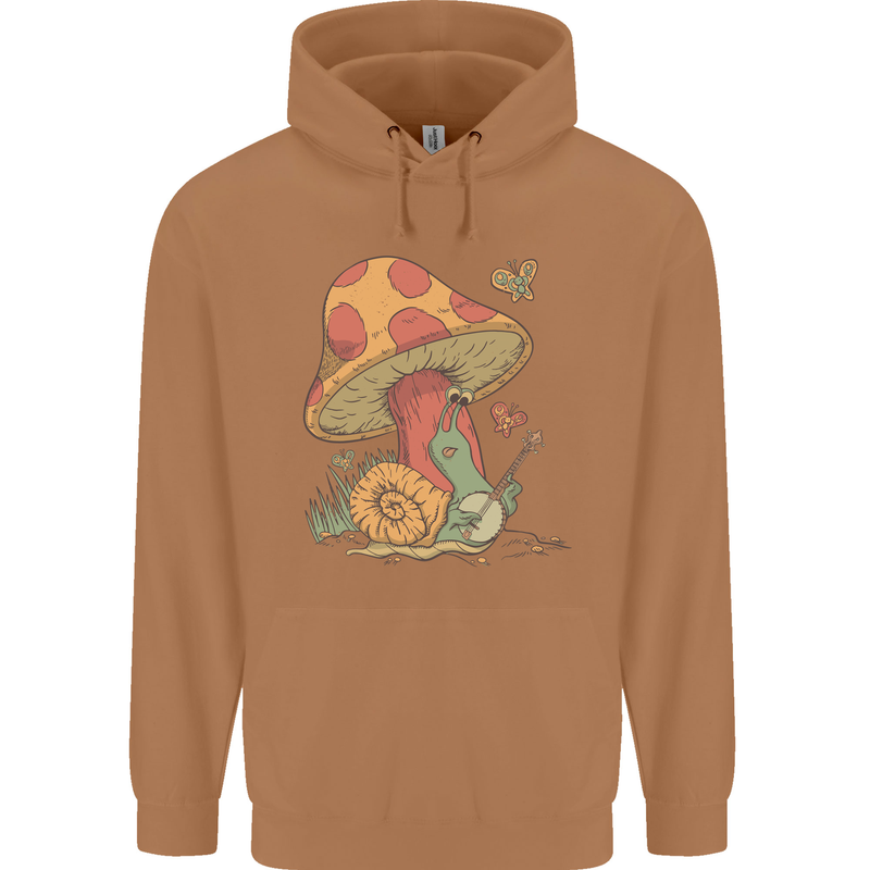 Snail Playing Guitar Rock Music Guitarist Mens 80% Cotton Hoodie Caramel Latte