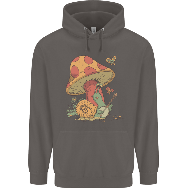 Snail Playing Guitar Rock Music Guitarist Mens 80% Cotton Hoodie Charcoal