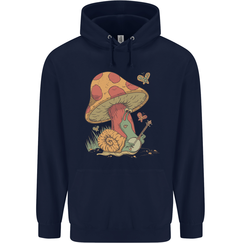 Snail Playing Guitar Rock Music Guitarist Mens 80% Cotton Hoodie Navy Blue