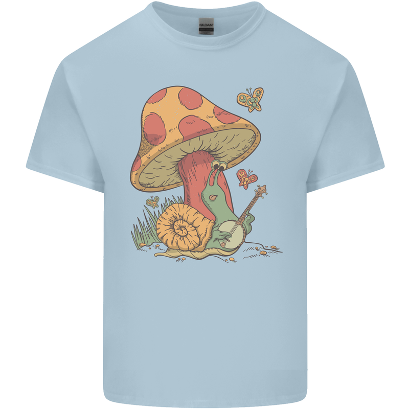 Snail Playing Guitar Rock Music Guitarist Mens Cotton T-Shirt Tee Top Light Blue