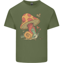 Snail Playing Guitar Rock Music Guitarist Mens Cotton T-Shirt Tee Top Military Green
