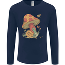 Snail Playing Guitar Rock Music Guitarist Mens Long Sleeve T-Shirt Navy Blue