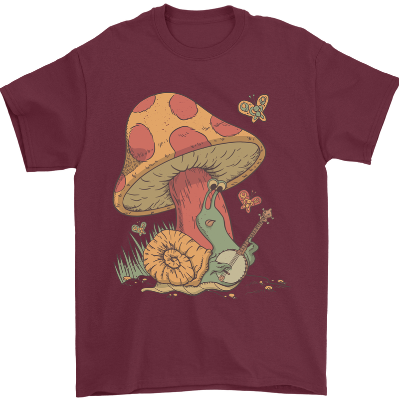 Snail Playing Guitar Rock Music Guitarist Mens T-Shirt Cotton Gildan Maroon