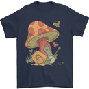 Snail Playing Guitar Rock Music Guitarist Mens T-Shirt Cotton Gildan Navy Blue