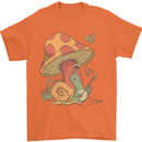 Snail Playing Guitar Rock Music Guitarist Mens T-Shirt Cotton Gildan Orange
