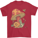 Snail Playing Guitar Rock Music Guitarist Mens T-Shirt Cotton Gildan Red