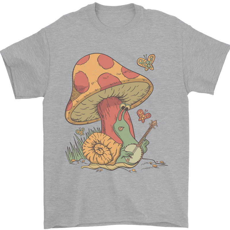 Snail Playing Guitar Rock Music Guitarist Mens T-Shirt Cotton Gildan Sports Grey