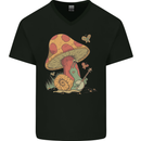 Snail Playing Guitar Rock Music Guitarist Mens V-Neck Cotton T-Shirt Black