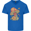 Snail Playing Guitar Rock Music Guitarist Mens V-Neck Cotton T-Shirt Royal Blue