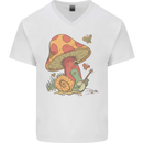Snail Playing Guitar Rock Music Guitarist Mens V-Neck Cotton T-Shirt White
