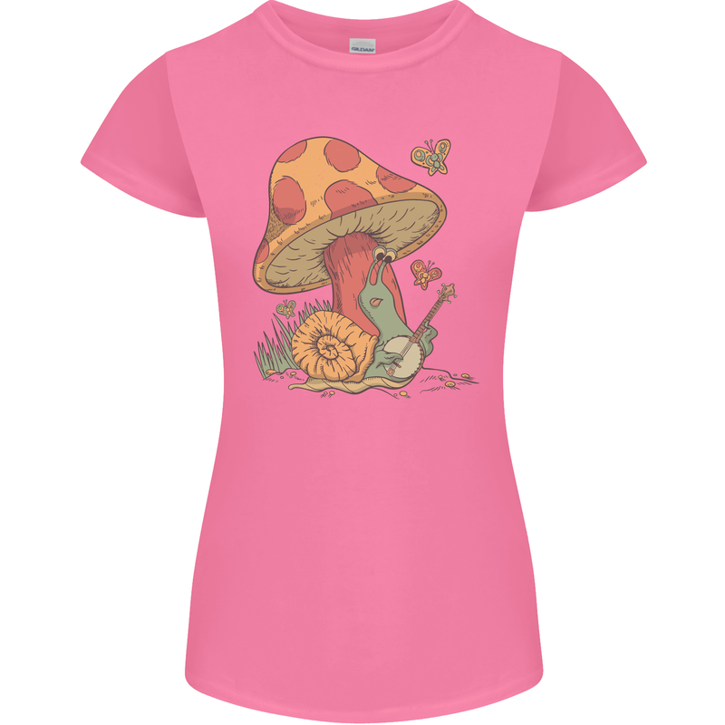Snail Playing Guitar Rock Music Guitarist Womens Petite Cut T-Shirt Azalea
