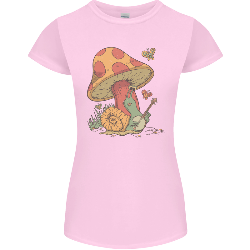 Snail Playing Guitar Rock Music Guitarist Womens Petite Cut T-Shirt Light Pink