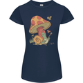 Snail Playing Guitar Rock Music Guitarist Womens Petite Cut T-Shirt Navy Blue