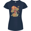 Snail Playing Guitar Rock Music Guitarist Womens Petite Cut T-Shirt Navy Blue