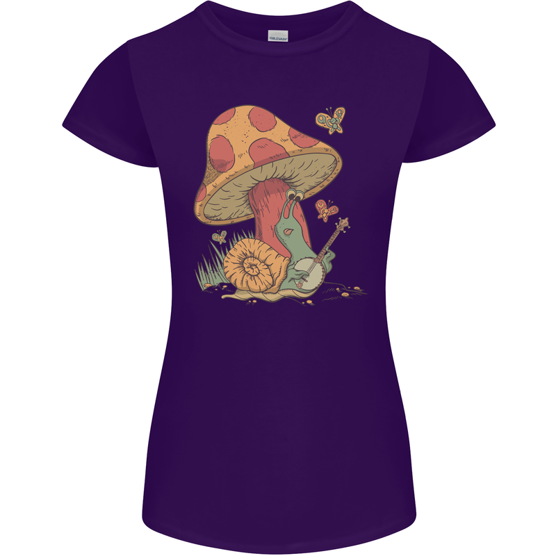 Snail Playing Guitar Rock Music Guitarist Womens Petite Cut T-Shirt Purple