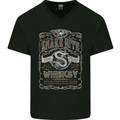 Snakebite Whiskey Whisky Biker Motorcycle Mens V-Neck Cotton T-Shirt Black