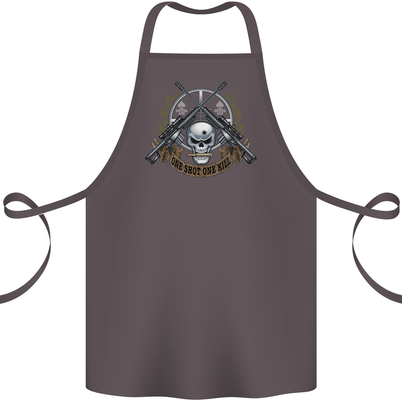 Sniper Ace One Shot Kill Para Marine Army Cotton Apron 100% Organic Dark Grey