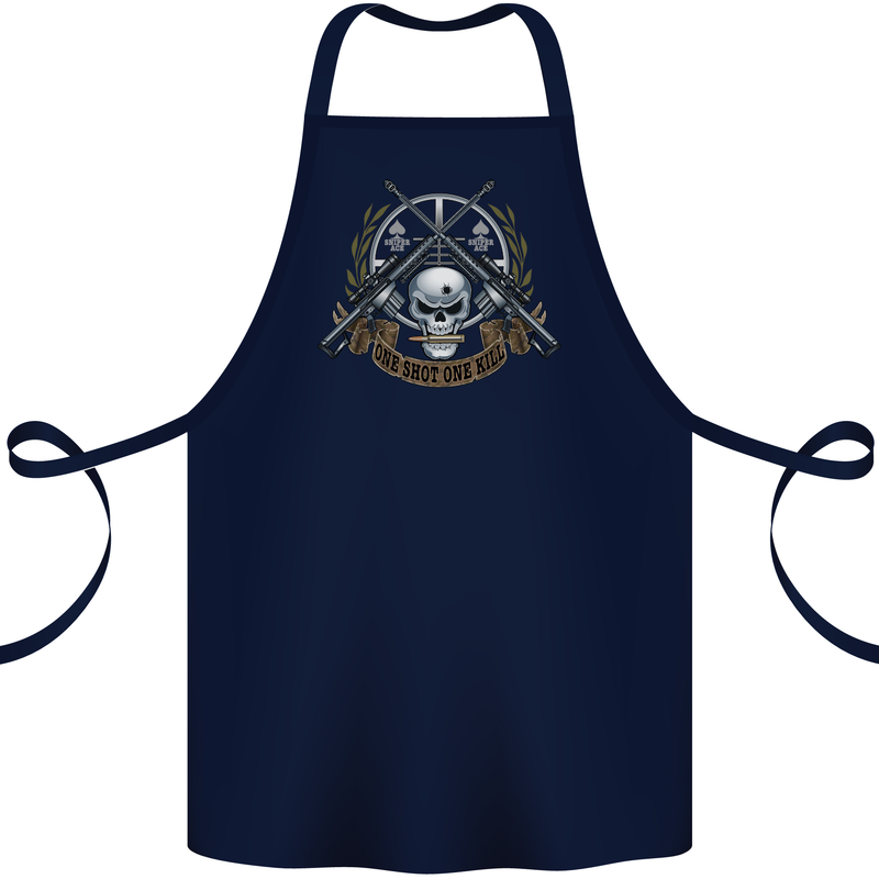Sniper Ace One Shot Kill Para Marine Army Cotton Apron 100% Organic Navy Blue
