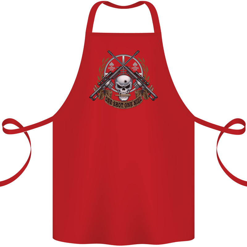 Sniper Ace One Shot Kill Para Marine Army Cotton Apron 100% Organic Red