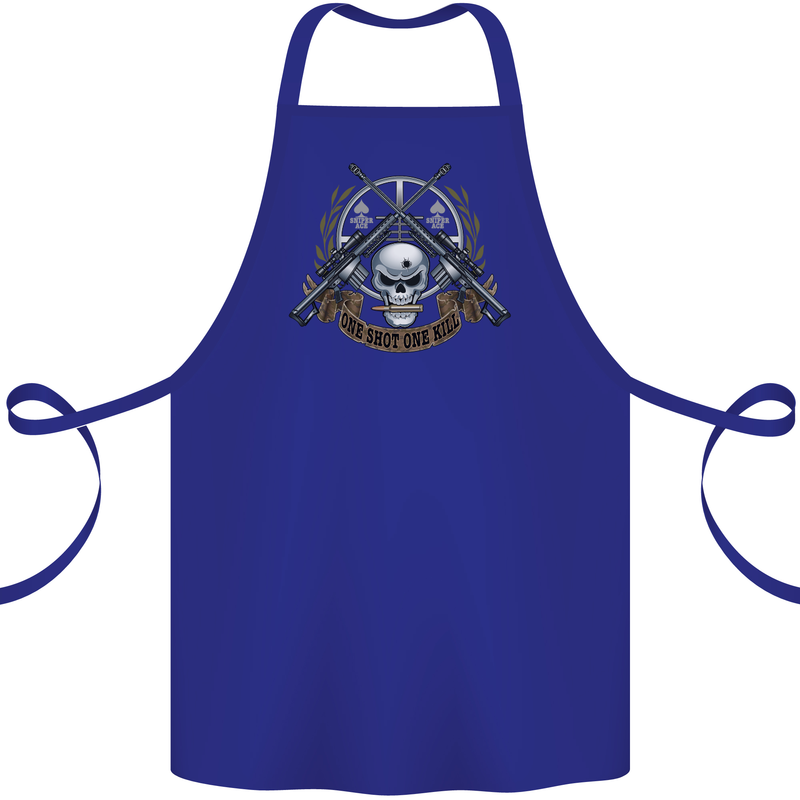 Sniper Ace One Shot Kill Para Marine Army Cotton Apron 100% Organic Royal Blue