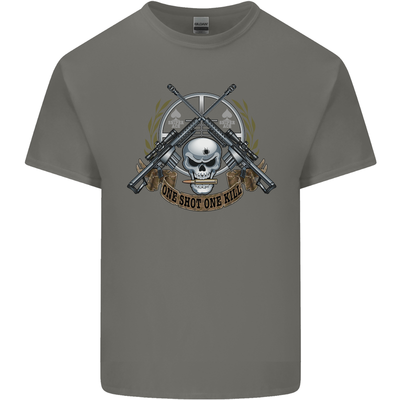 Sniper Ace One Shot Kill Para Marine Army Mens Cotton T-Shirt Tee Top Charcoal