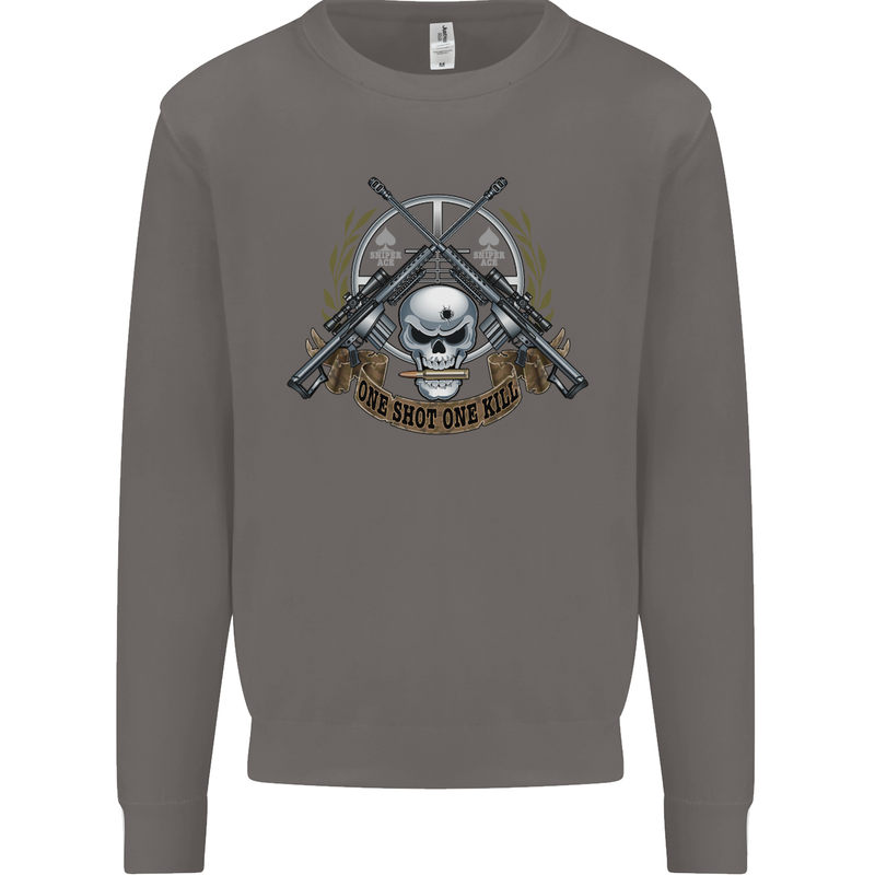 Sniper Ace One Shot Kill Para Marine Army Mens Sweatshirt Jumper Charcoal