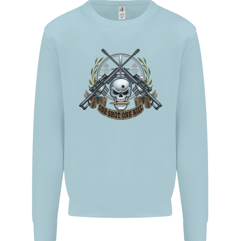Sniper Ace One Shot Kill Para Marine Army Mens Sweatshirt Jumper Light Blue