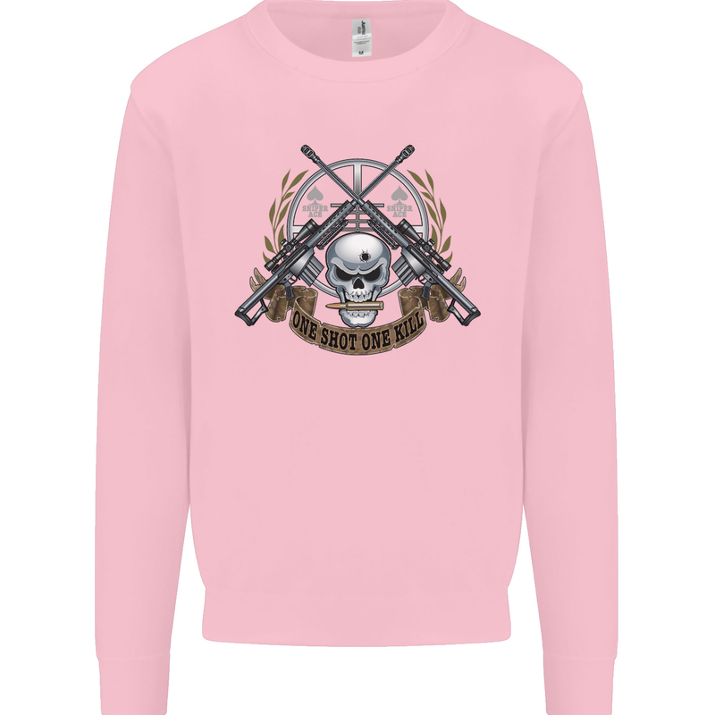 Sniper Ace One Shot Kill Para Marine Army Mens Sweatshirt Jumper Light Pink