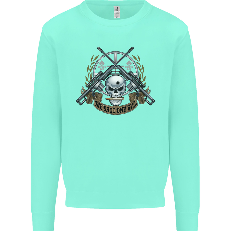 Sniper Ace One Shot Kill Para Marine Army Mens Sweatshirt Jumper Peppermint