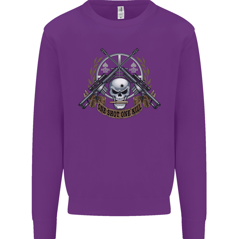 Sniper Ace One Shot Kill Para Marine Army Mens Sweatshirt Jumper Purple